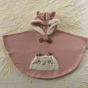 Little Lass Pink Kitty Cat Poncho Girls 12M